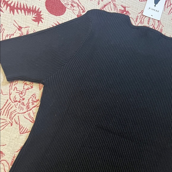 Zesica Elegant Black Ribbed Short Sleeve Sweater size XXL - Picture 11 of 12
